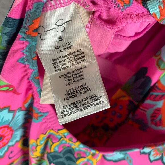 Jessica Simpson Womens Pink Rosies Bushes One-Piece Swimsuit Lip Gloss Small NWT - Picture 5 of 8